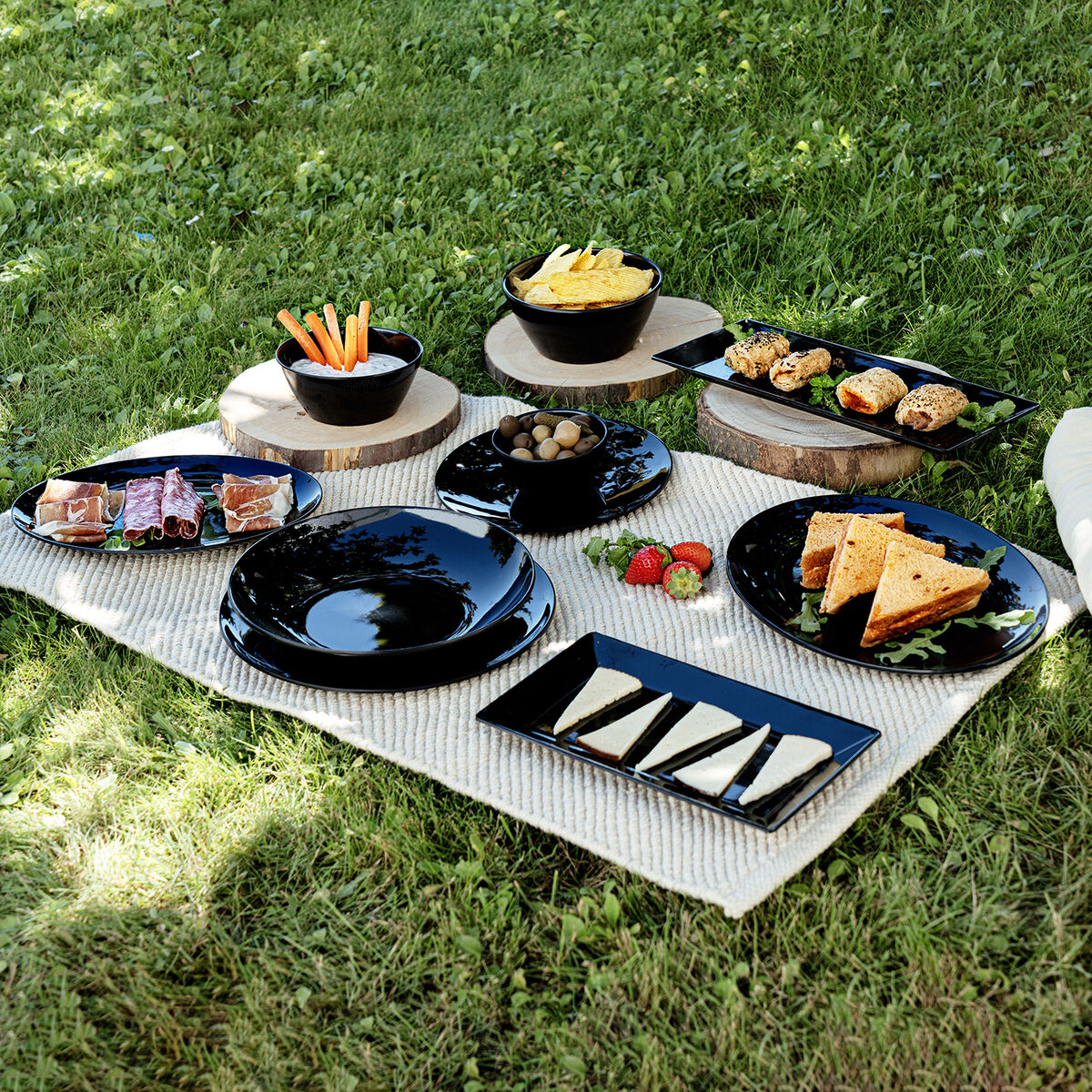 Piatto Fondo Quid Select Basic Nero Melammina 23 cm (24 Unità)